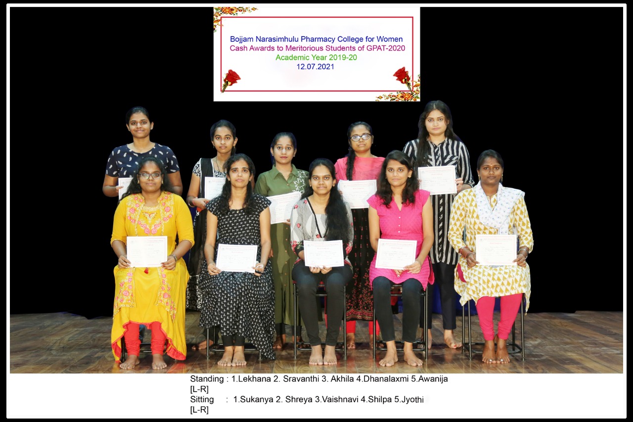 Cash Awards to Meritorious students of GPAT-2020 for the Academic Year 2019-20.